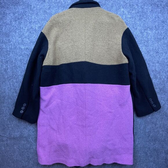 Peter Som Coat Womens 6 Black Pink Brown Colorblock Wool Rent The Runway - Picture 7 of 8